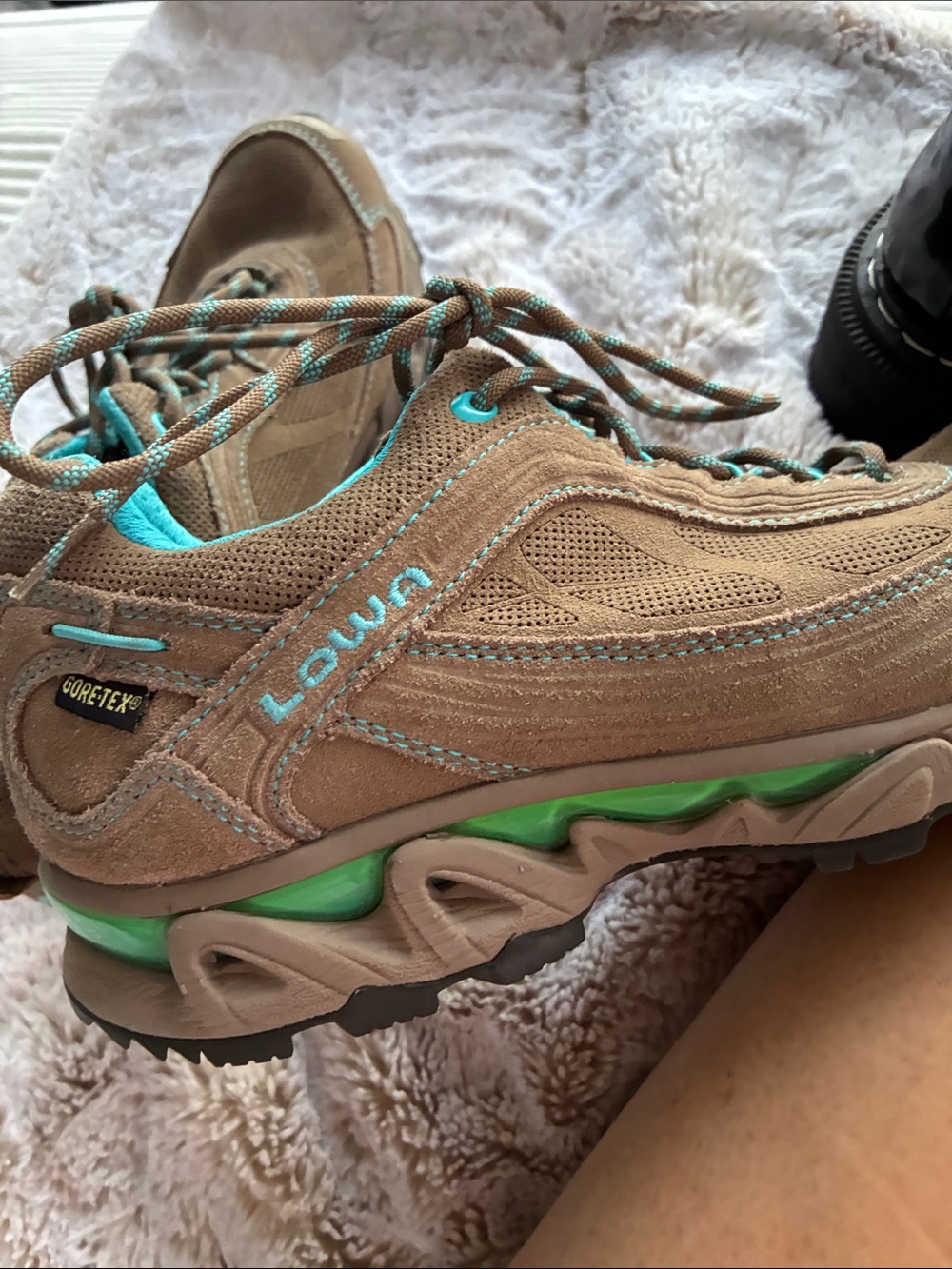 Lowa Women's Tan and Aqua Trail Runner